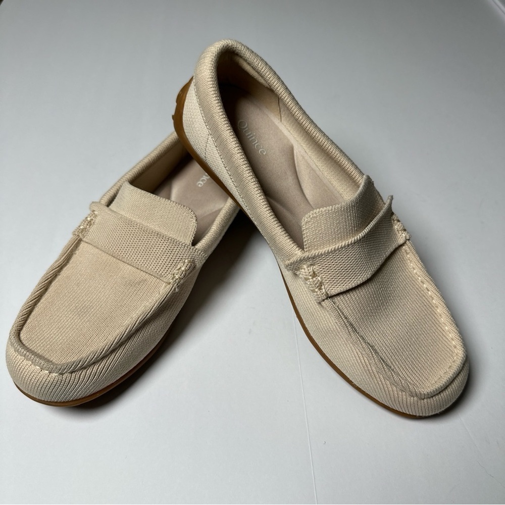 Quince Cream Penny Loafers Soft Knit Flats